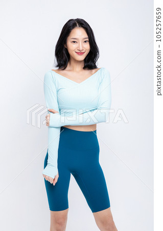 healthy beauty concept photo of korean asian beautiful woman smiling 105257659