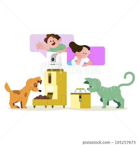 home appliances, watching pet through a remote pet feeder camera home appliances, watching pet through a remote pet feeder camera 105257673