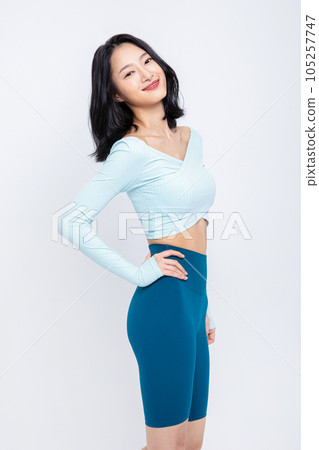 healthy beauty concept photo of korean asian beautiful woman smiling 105257747