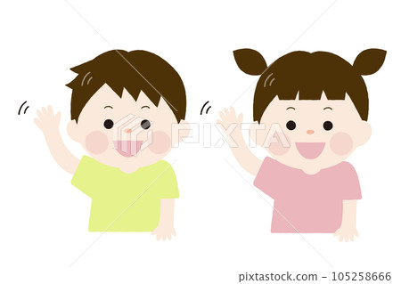 Child waving hand with smile 105258666