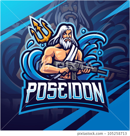 Poseidon esport mascot logo design 105258713