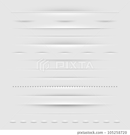 Realistic web dividers. Horizontal empty paper form elements, decorative horizontal ribbons and folds for web design. Vector set Realistic web dividers. Horizontal empty paper form elements, decorative horizontal ribbons and folds for web design. Vector set 105258720