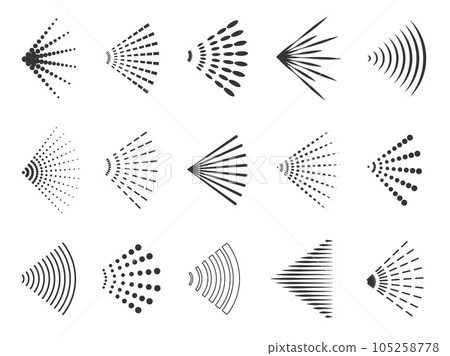 Steam spray symbols. Odor spray aerosol and deodorant, black and line silhouettes of chemical products. Vector flat spray icons set Steam spray symbols. Odor spray aerosol and deodorant, black and line silhouettes of chemical products. Vector flat spray icons set 105258778