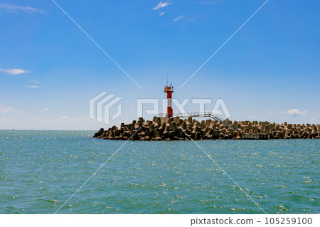 lighthouse or beacon near Sochi sea Port, Russia lighthouse or beacon near Sochi sea Port, Russia 105259100