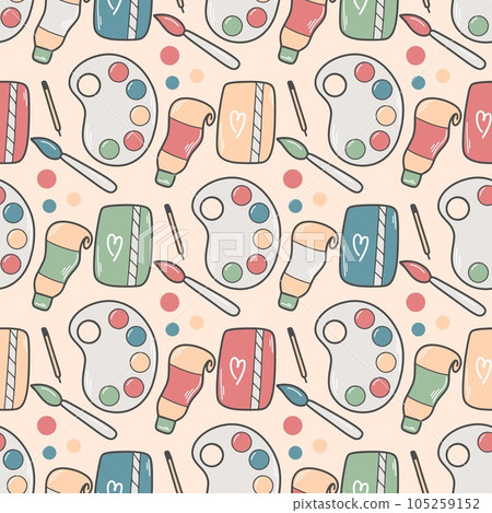 Hand drawn artistic set seamless pattern Hand drawn artistic set seamless pattern 105259152