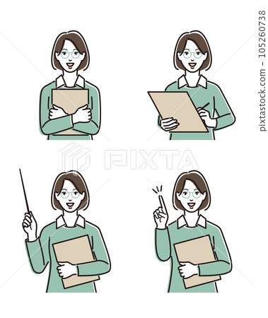Female teacher Set of common poses Female teacher Set of common poses 105260738