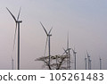 row of wind turbines 105261483