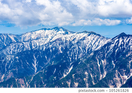 Climbing the Northern Alps Tateyama mountain range during the remaining snow season Mt. Jiigatake seen from the top of Mt. 105261826