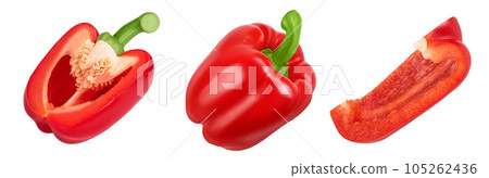 red sweet bell pepper half isolated on white background 105262436