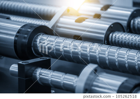 Closeup scene the spare parts lead ball screw set. Closeup scene the spare parts lead ball screw set. 105262518