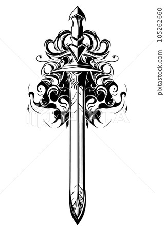 Premium Vector | Tattoo art snak knife and sword drawing and sketch black  and white