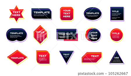 Callouts templates. Board layout with textbox and shapes, infographic banner design with message and information. Vector set 105262667