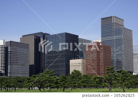 從皇居御苑看到的大手町和丸之內 105262825