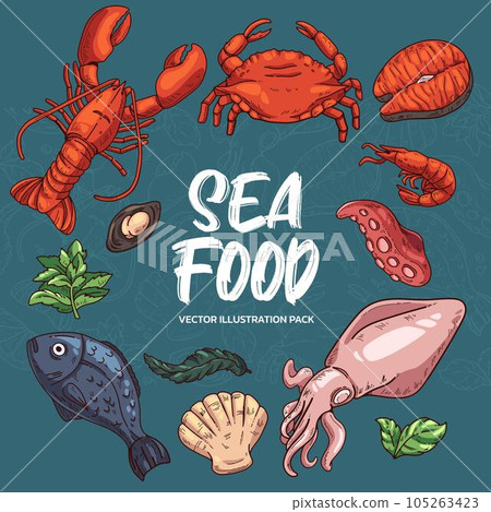 Seafood Vector Illustration Pack Seafood Vector Illustration Pack 105263423
