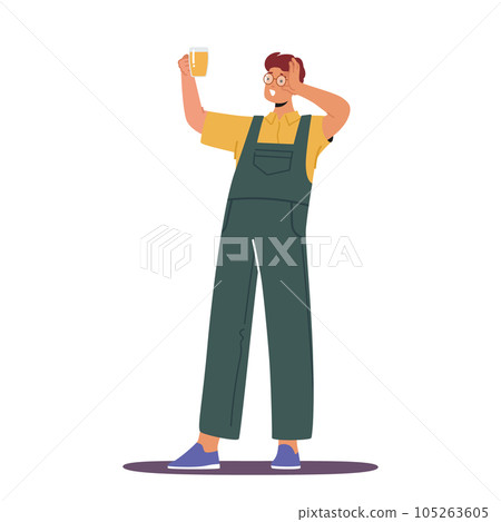 Expert Male Character Checking Beer Quality. Trained Taster Assess Aroma, Flavor, And Appearance, Vector Illustration 105263605