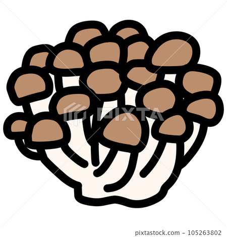 Illustration of a simple deformed shimeji mushroom 105263802