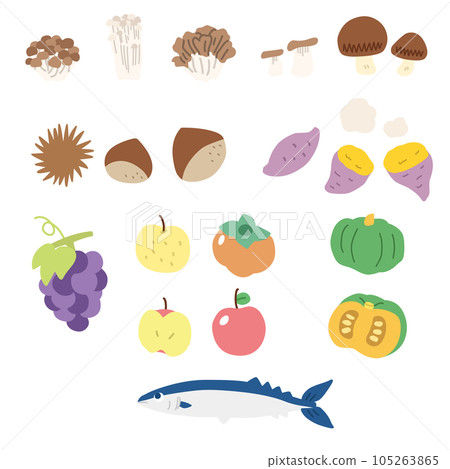 Simple illustration set of autumn ingredients inspired by autumn of appetite 105263865
