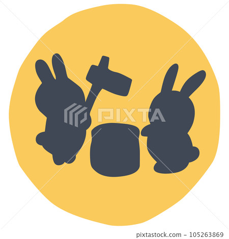 Illustration of the moon where you can see the silhouette of a rabbit pounding rice cakes Illustration of the moon where you can see the silhouette of a rabbit pounding rice cakes 105263869