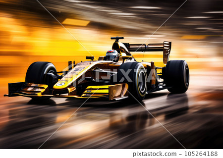 Formula one racing car at race track. Generative AI Formula one racing car at race track. Generative AI 105264188