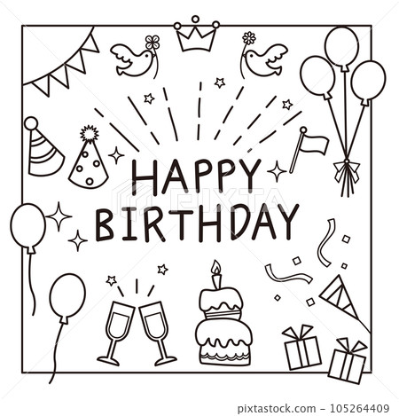 happy birthday monochrome 105264409