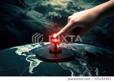 World war concept. Hand push red button for...-插圖素材 [105264461] - PIXTA圖庫