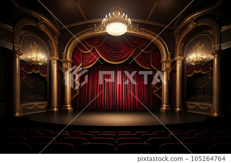Elegant Drama Unfolds Captivating Moments on the Enchanting Theater Stage. created with Generative AI 105264764