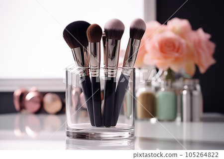 Artistry in Motion Professional Makeup Brushes Set in a Glass, Unveiling the Beauty of Cosmetics. created with Generative AI Artistry in Motion Professional Makeup Brushes Set in a Glass, Unveiling the Beauty of Cosmetics. created with Generative AI 105264822