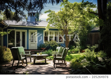 Traditional american house facade in suburb. Generative AI 105264978