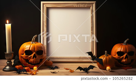 Enchanting Halloween Scene in Framed Delight Perfect for Spooky Decor and Captivating Imagery. created with Generative AI 105265282