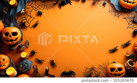 Spooky and Festive Halloween Party Border for a Memorable Celebration. created with Generative AI 105265678