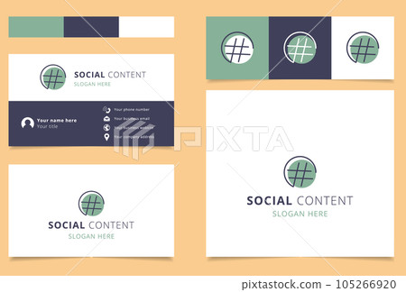 Social content logo design with editable slogan. Branding book and business card template. 105266920