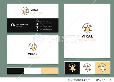 Viral logo design with editable slogan. Branding book and business card template. 105266923