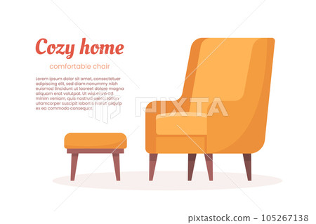 Cozy home interior design concept. Interior furniture. Chair. Template. Vector illustration in flat style Cozy home interior design concept. Interior furniture. Chair. Template. Vector illustration in flat style 105267138