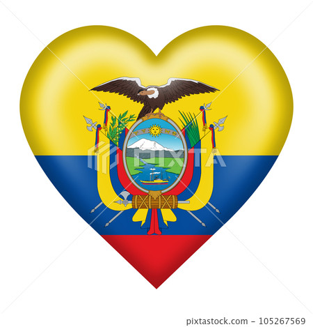 Ecuador flag heart buttonwith clipping path 3d illustration 105267569