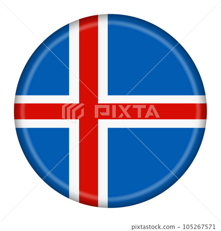 Iceland flag button 3d illustration with clipping path 105267571