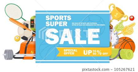 Super sale in sport store shop poster banner design 105267621