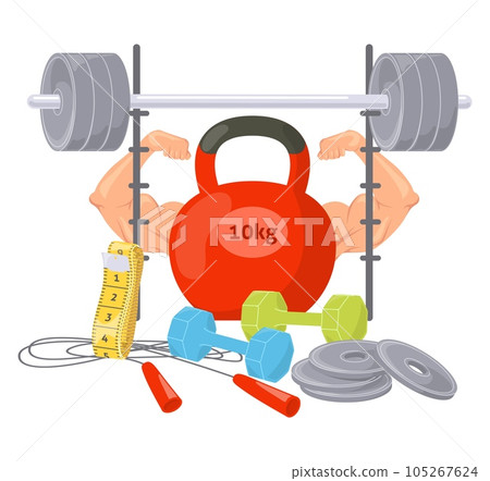 Sport vector poster with muscular body building concept Sport vector poster with muscular body building concept 105267624