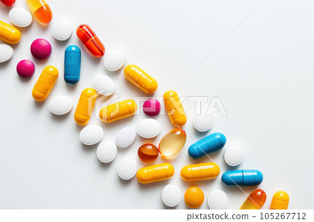 Various pills on a white background 105267712