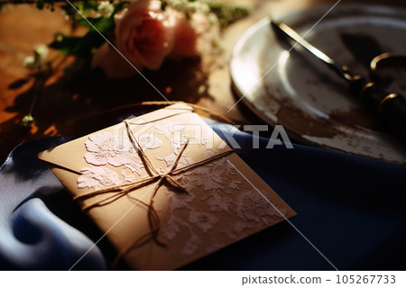Wedding invitation on a table Wedding invitation on a table 105267733