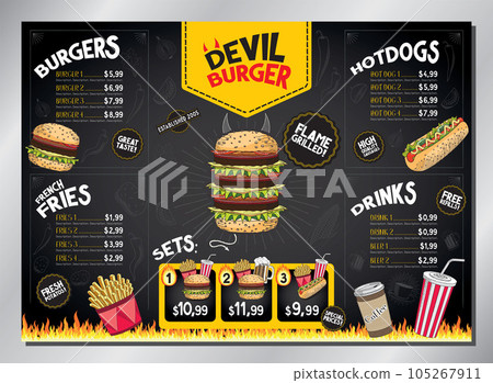 Devil burger card template - table menu - A3 size (420x297 mm) Devil burger card template - table menu - A3 size (420x297 mm) 105267911