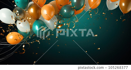 Birthday party balloons baclground with copy space 105268377