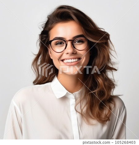 Smiling woman isolated 105268403