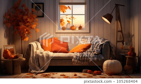 Autumn cozy home background 105268404