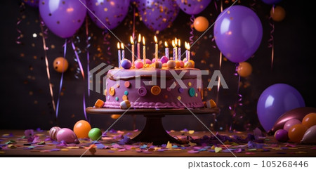 Birthday cale with candles background 105268446