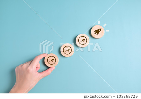 Rocket launching and arrow up soar flying for start up business concept, New business project, Business management and development 105268729