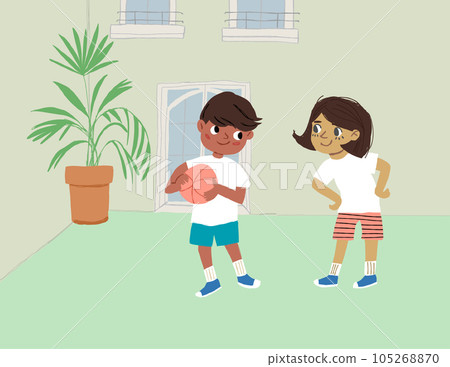 Group african black children. International Day of the African Child, 16 June. Happy kids jump together. Vector illustration isolated on white background. Vector illustration 105268870
