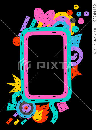 Frame with abstract funny shapes. Cartoon cute trendy creative image. 105269130