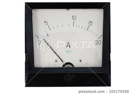 Close-up of an vintage ancient ammeter Close-up of an vintage ancient ammeter 105270398