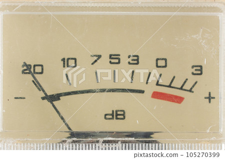 Close-up of an vintage ancient recording level meter 105270399
