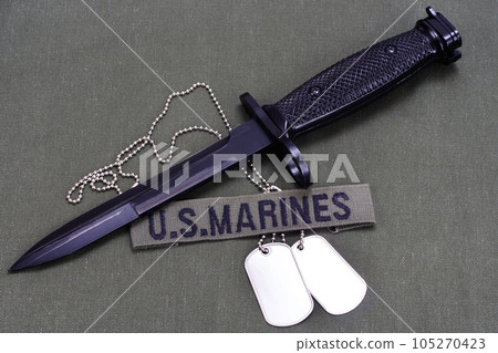 US MARINES uniform with bayonet and dog tags US MARINES uniform with bayonet and dog tags 105270423